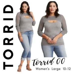 Torrid Gray PEEKABOO NECK Sweater 00